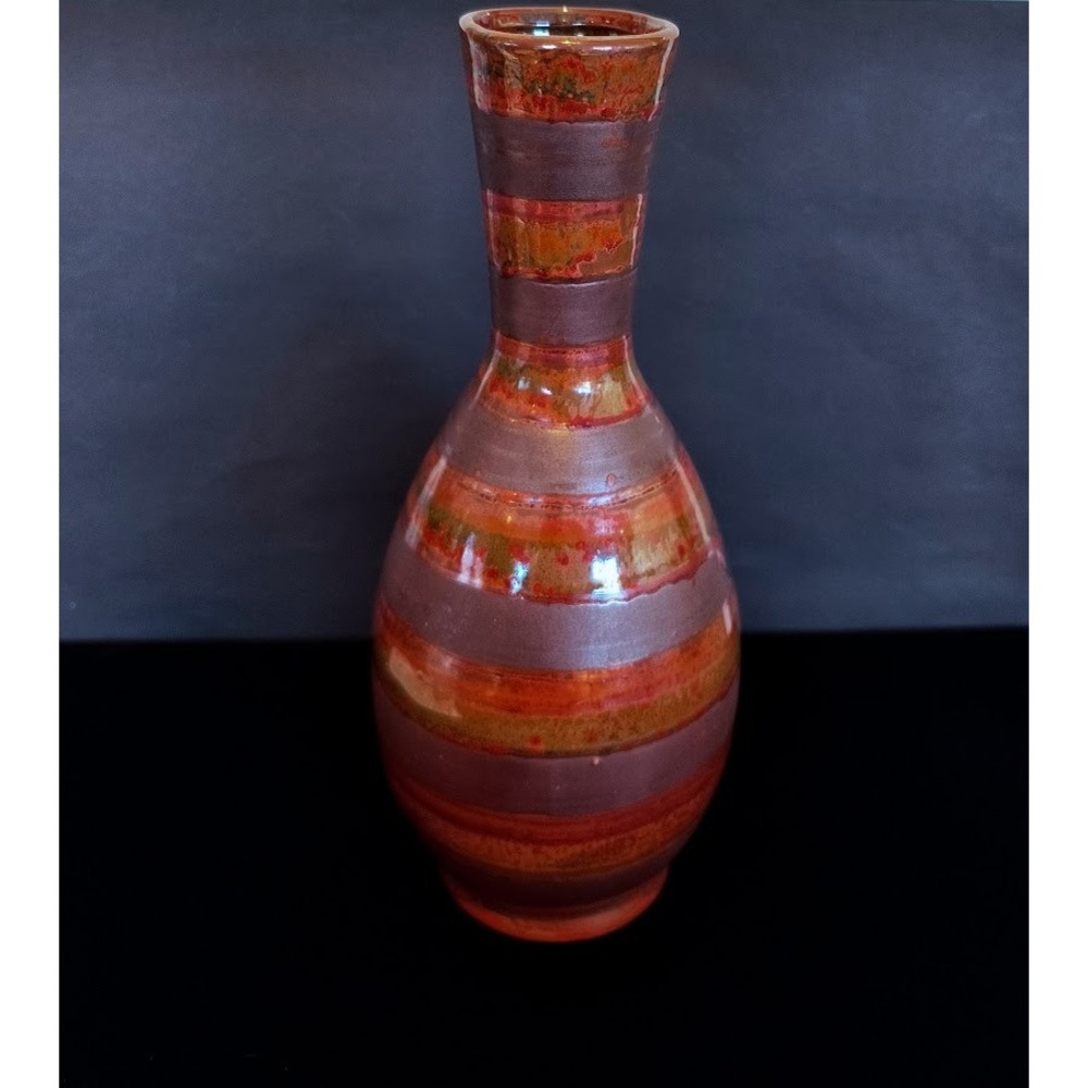 Unique‎ Ceramic Vase Striped Earth Tones Tall Decorative Home Decor